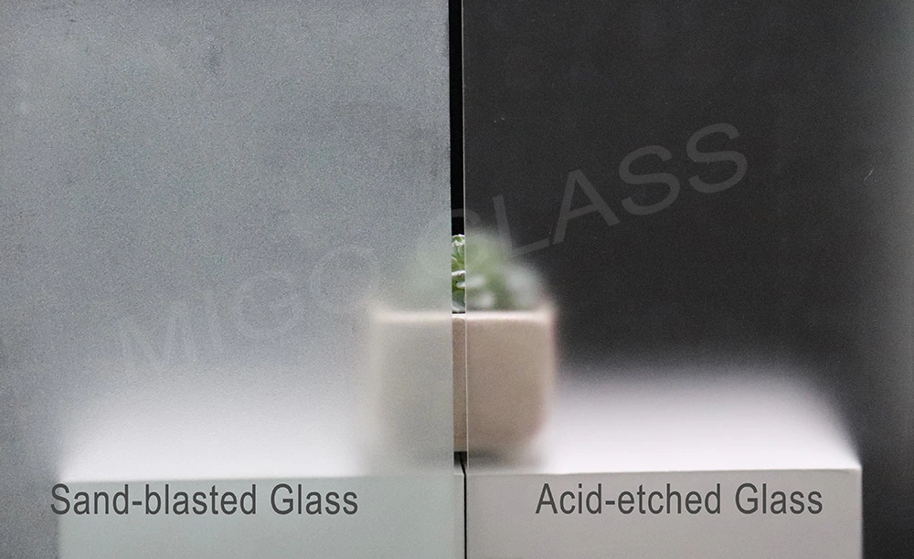 sand-blasted glass VS acid etched glass-WATERMARK