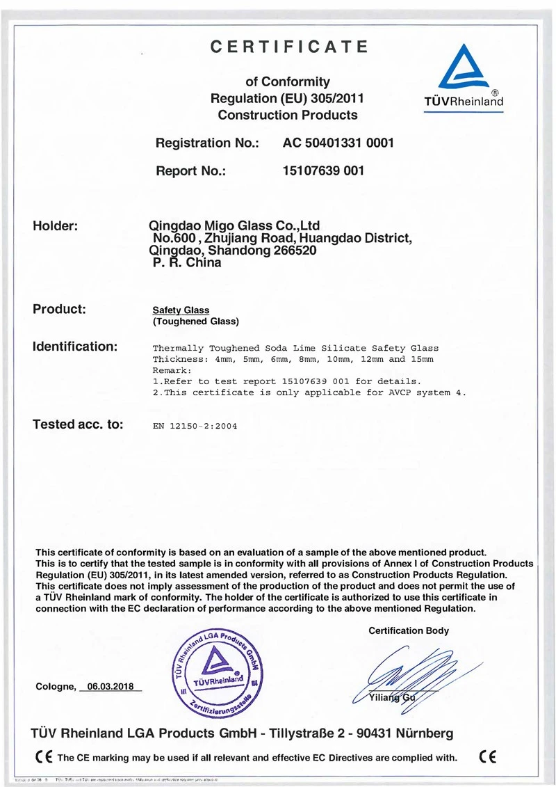 safety glass certificate at MIGO GLASS safety glass certificate at MIGO GLASS